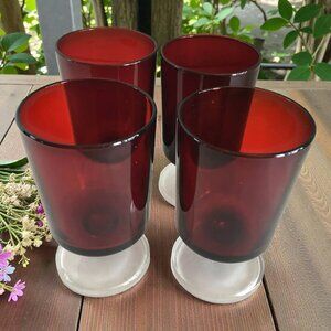 Set of 4 Cavalier Ruby Wine Glasses, Cristal d’Arques Durand